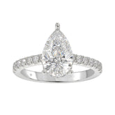 LADIES RING 2 1/2CT ROUND/PEAR/DIAMOND 14K WHITE GOLD